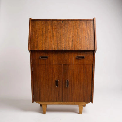 Mid Century Bureau | Vintage Teak Writing Desk Drinks Cabinet