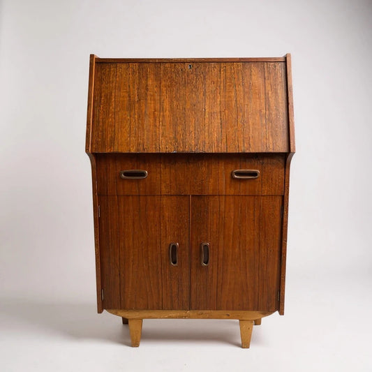 Mid Century Bureau | Vintage Teak Writing Desk Drinks Cabinet