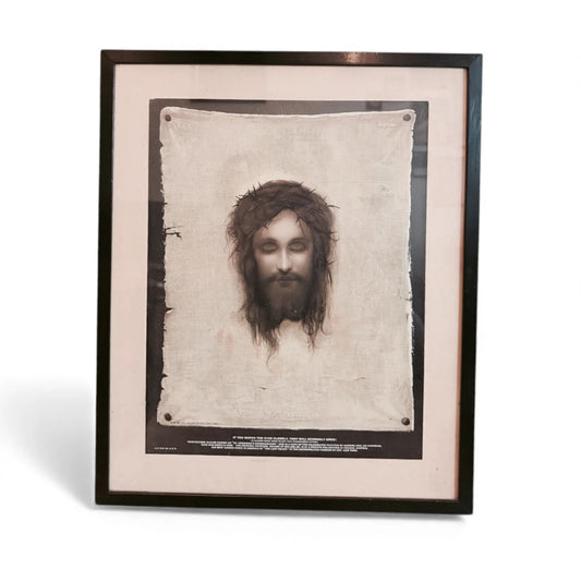 Framed “Head of Christ” Print on Linen – After Gabriel Cornelius von Max