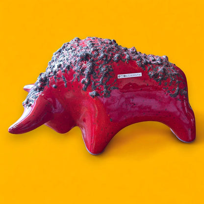 Mid Century Otto Keramik West German Lava Bull Sculpture