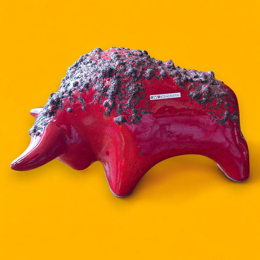 Mid Century Otto Keramik West German Lava Bull Sculpture