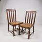 Pair of Vintage Oak Dining Chairs Yellow Leatherette Seats