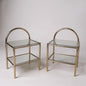 Mid Century Brass Gold and Smoked Glass Bedside Tables