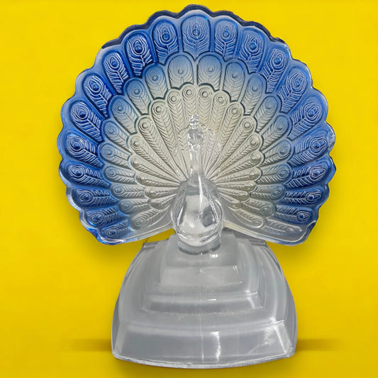 Vintage 1950s Glass Peacock Sculpture