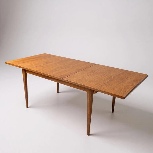 White & Newton Mid-Century Modern Teak Dining Table – British 1960s Extending Table