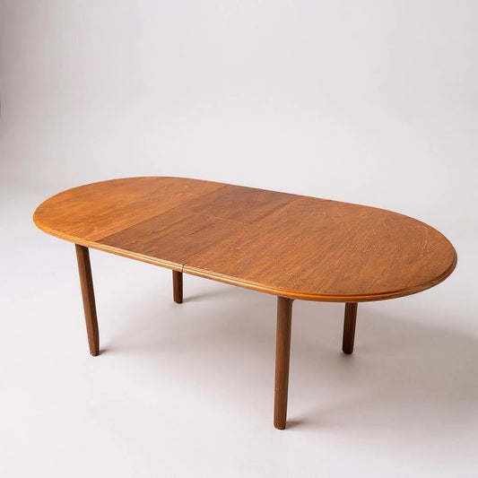 1990s Meredew Extending Dining Table – Vintage Modern Teak Table with Hidden Leaf