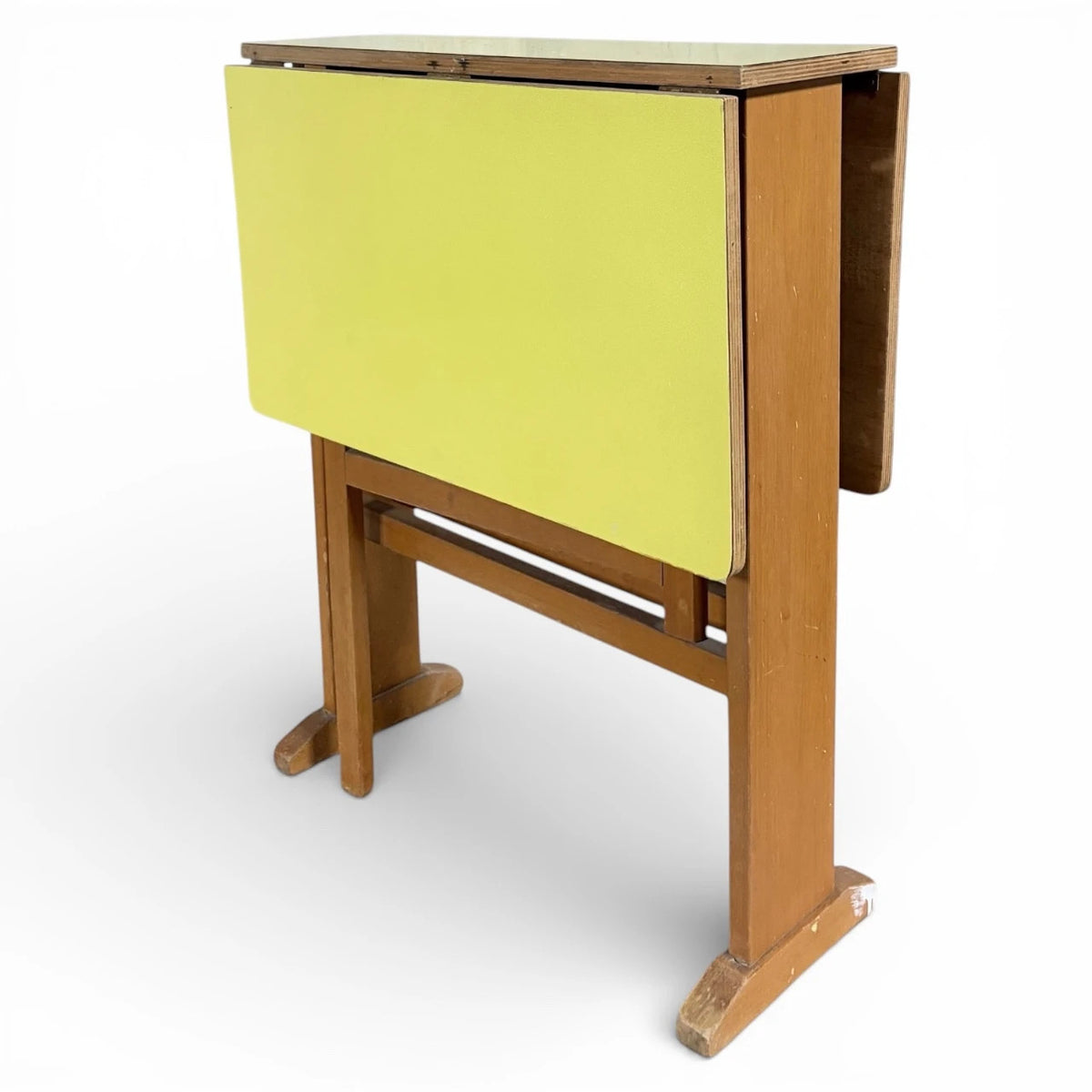 Vintage Drop-Leaf Table - Yellow Formica Top | Compact Mid-Century Kitchen Dining