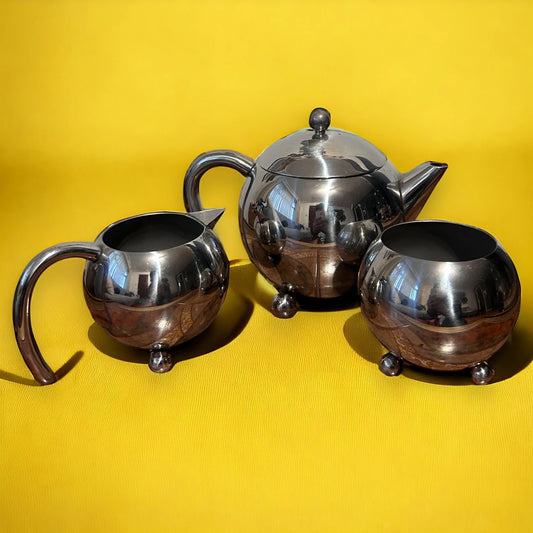 Mid Century Chrome Teapot Set