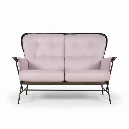 Ercol Everest Sofa – Two-Seat Loveseat | Dark Beech Frame, Dusty Pink Upholstery