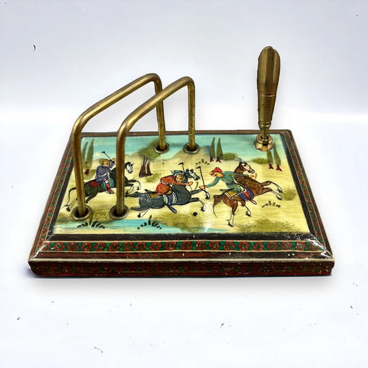 Vintage 1960s Persian Khatam Art Letter Rack