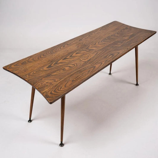Mid Century Modern Danish Surfboard Teak Coffee Table