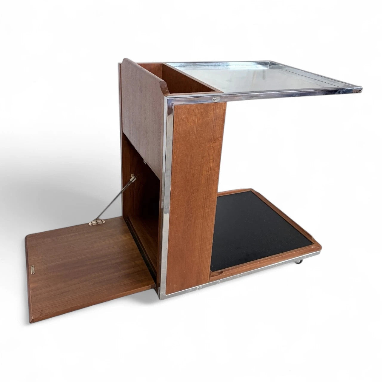 Toothill Chrome & Teak Drinks Trolley | Mid-Century Modern Bar Cart