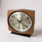 Vintage Teak Retro Alarm Clock – Mid‑Century Desk Alarm Clock with Wind‑Up or Electric Mechanism