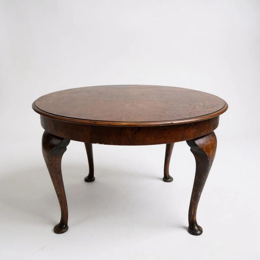 Mid Century Modern Round Walnut Veneer Coffee Table
