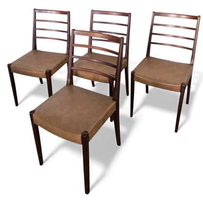 Ladder Back Dining Chairs – Set of Four Mid Century Vintage Afromosia Wood Seats