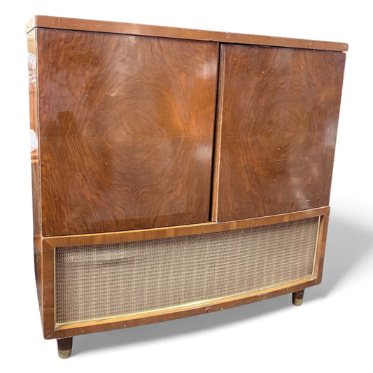 Vintage Bush Walnut Radiogram – 1950s Mid-Century Music Cabinet