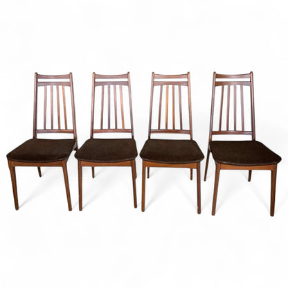 Set of 4 Elliott’s of Newbury High Back Teak Dining Chairs – Mid-Century