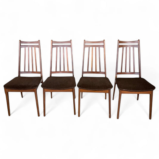 Set of 4 Elliott’s of Newbury High Back Teak Dining Chairs – Mid-Century