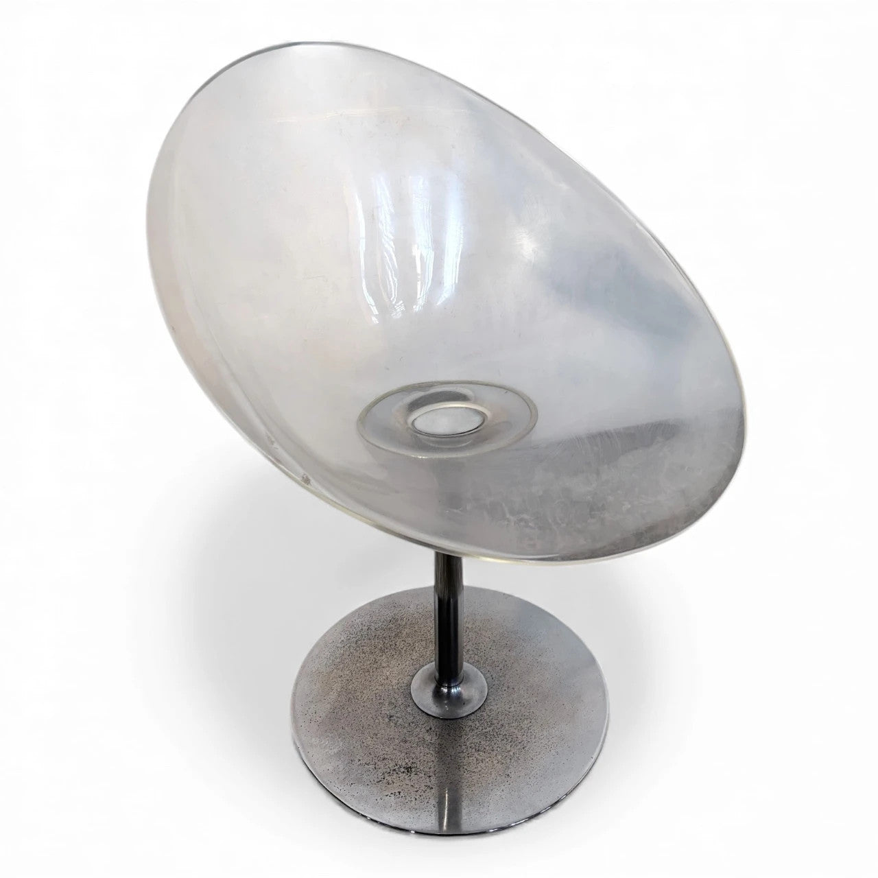 Kartell Ghost Egg Chair – Vintage Italian Acrylic Swivel Armchair With Chrome Base