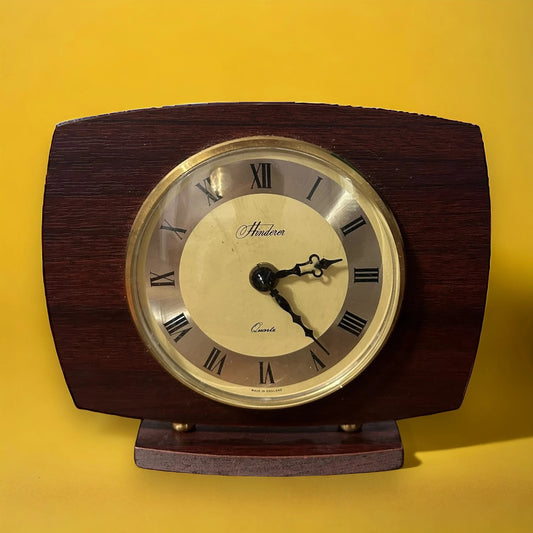 Vintage 1980s Dark Brown Mantel Clock