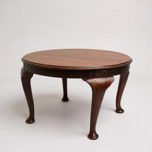 Vintage Queen Anne Style Round Coffee Table – Mahogany Cabriole Leg Low Table
