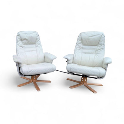 Mid-Century Unico Swivel Armchairs – Pair of Scandinavian Reclining Lounge Chairs
