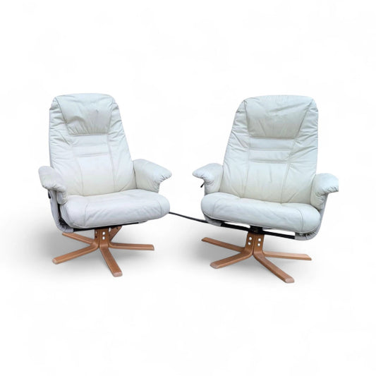 Mid-Century Unico Swivel Armchairs – Pair of Scandinavian Reclining Lounge Chairs