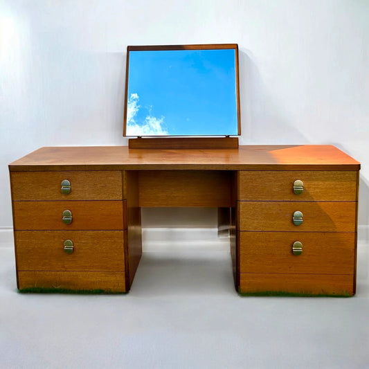 Mid Century Stag Teak Wood Dressing Table Desk