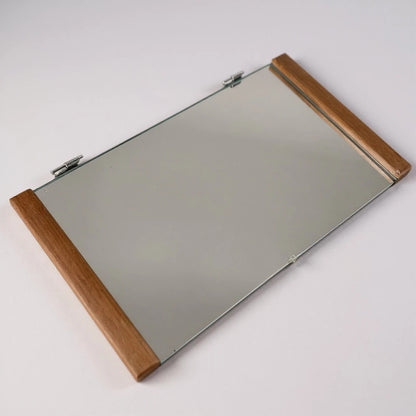 Mid Century Nathan Handled Teak Mirror – Vintage Rectangular Dressing Mirror