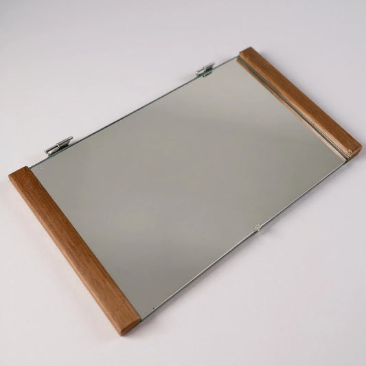 Mid Century Nathan Handled Teak Mirror – Vintage Rectangular Dressing Mirror