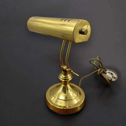 Vintage 1980s brass bankers table lamp