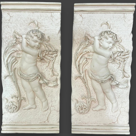 Vintage 1980s Cherub Angel Wall Plaques