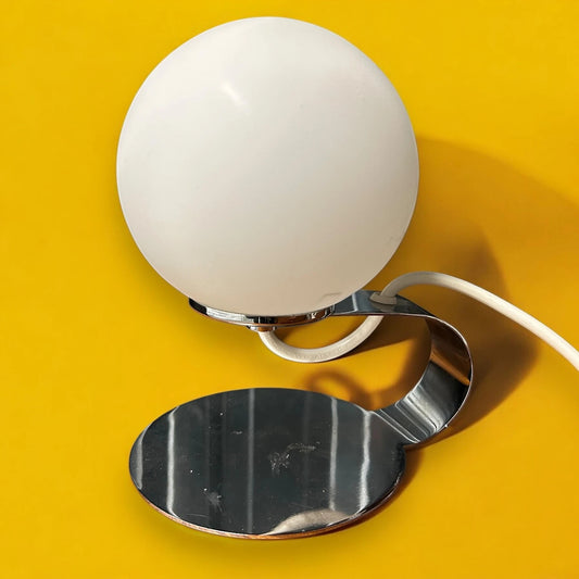 Mid century chrome and globe table lamp