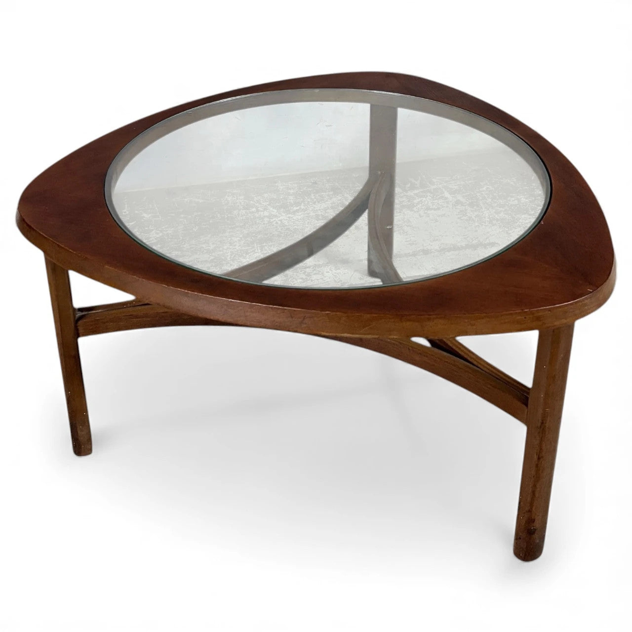 Smoked Glass Coffee Table - Mid Century Vintage Nathan Teak Frame Design