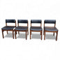Set of 4 Danish Brutalist Dining Chairs | 1970s Black Vinyl