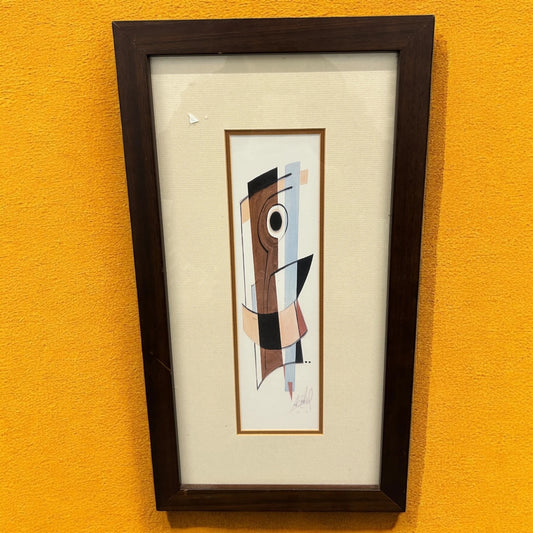 Vintage 1980s Alfred Gockel Abstract Art Framed