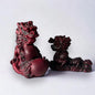 Vintage 1970s Dark Red Chinese Dragons