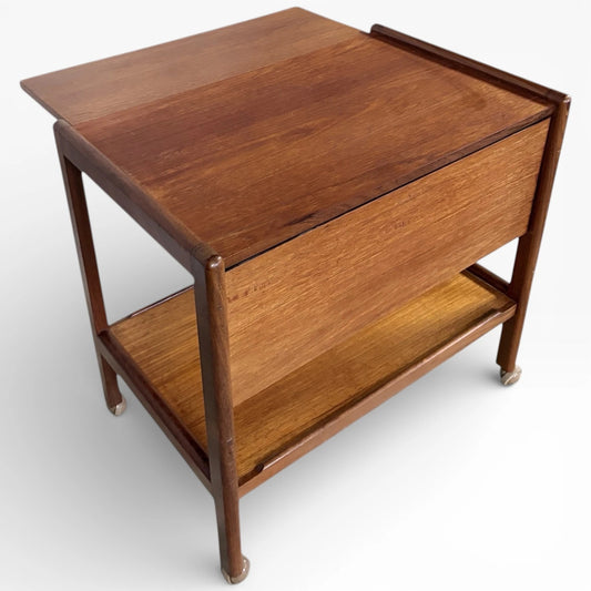 Danish Teak Trolley - Mid Century Extending Cart With Smooth Rolling Castors