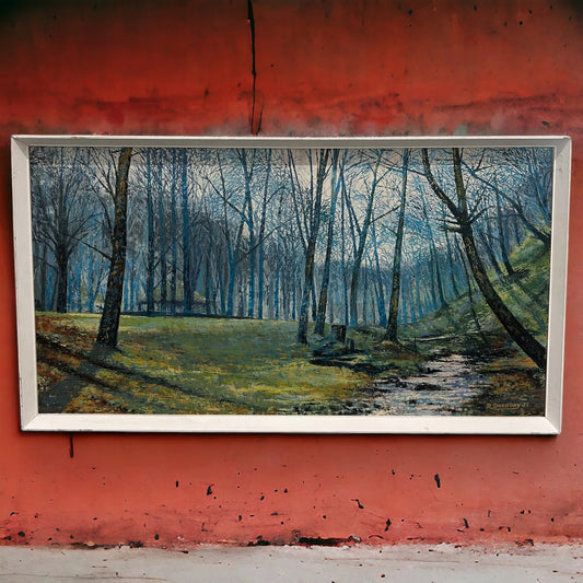 Vintage 1970s Nature Scene Oil Painting Frame