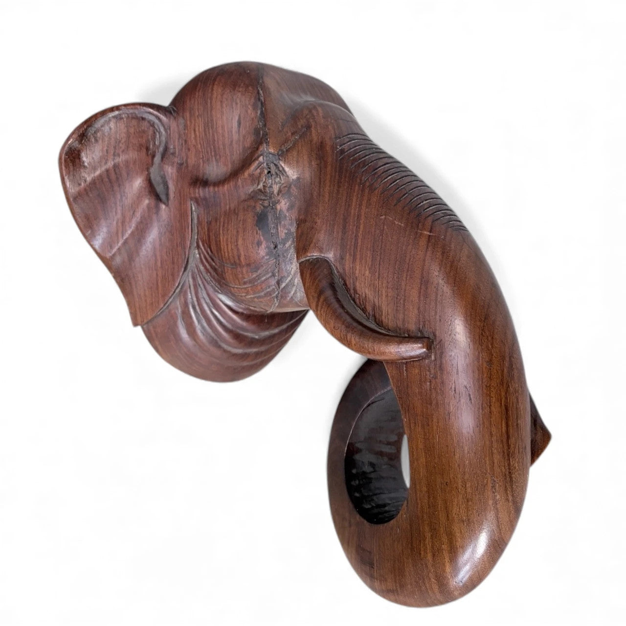 Vintage Hand-Carved Elephant Wall Sculpture – Ebonised Hardwood