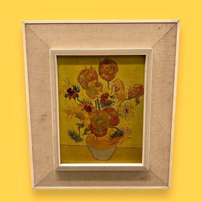 Vintage 1970s Vincent Van Gogh Sunflowers Framed Art