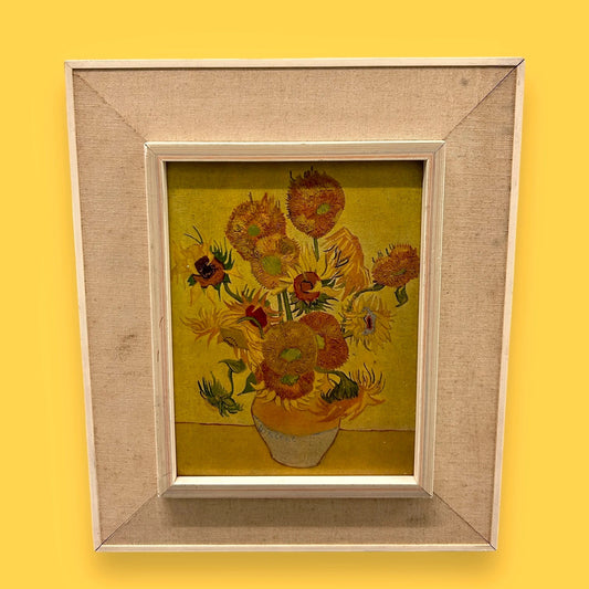Vintage 1970s Vincent Van Gogh Sunflowers Framed Art