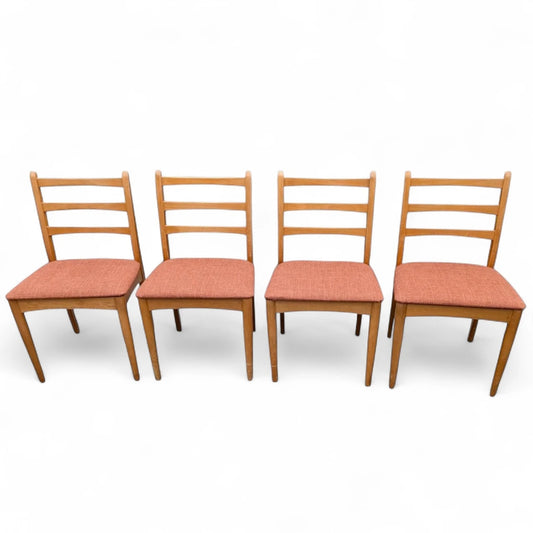 Set of 4 Mid-Century Beech Ladder Back Dining Chairs