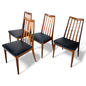 G Plan Teak Dining Chairs - Set of Four Vintage Mid Century Chairs with Black Vinyl Seats