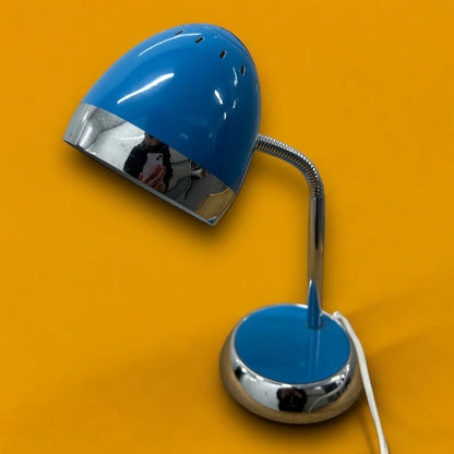 Vintage 90s Blue and Chrome Desk Lamp