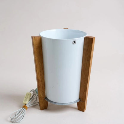 Vintage 90s Ikea Glass and Wood Rocket Style Table Lamp