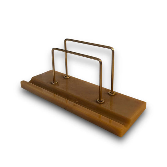 Mid Century Onyx and Brass Letter Holder
