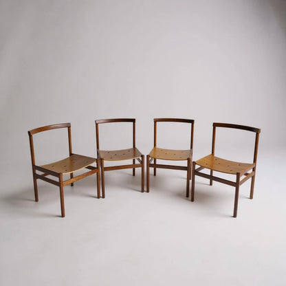Set of 4 Mid Century Modern Elliott of Newbury Teak Brutalist Dining Chairs