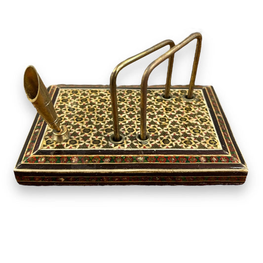 Vintage 1960s Persian Khatam Letter Holder