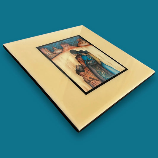 Vintage 1970s Amado Pena Native American Art Tile